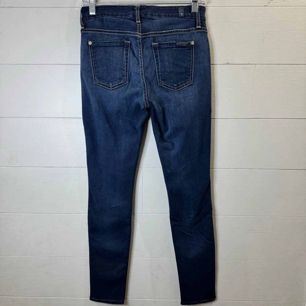 7 For All Mankind Women's High Rise Ankle Skinny Dark Blue Women's Jeans